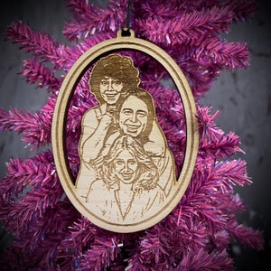 Three's Company - Wood Ornament - Laser Etched