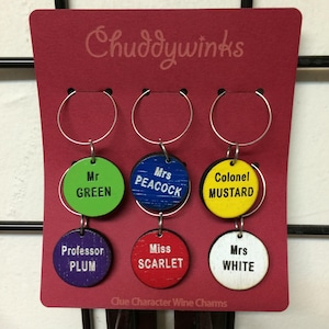 Clue Character Wine Charms
