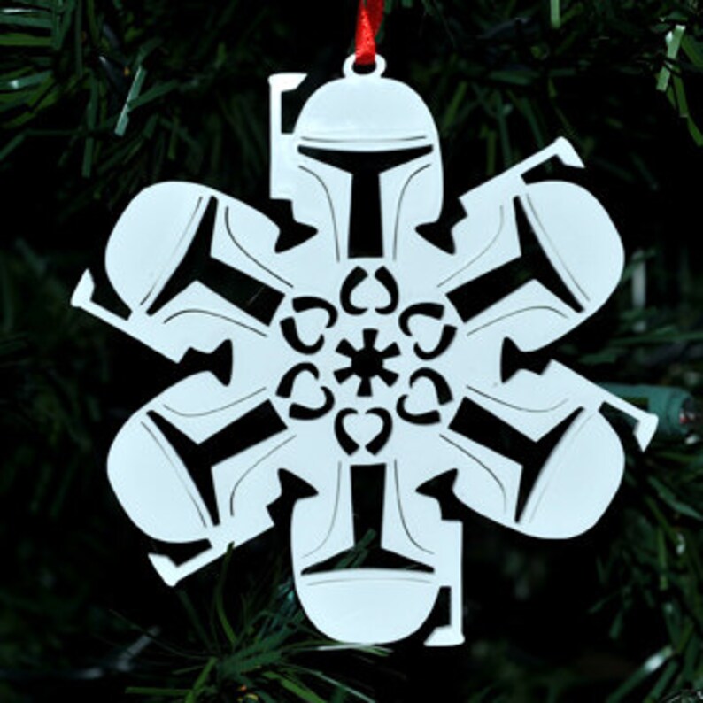 4 Boba Fett Homage Snowflake Ornament Etsy