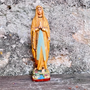 Virgin Mary Religious Statue, Vintage 1920s Madonna Figurine/Sculpture, Our Lady Of Lourdes, 8.5&quot;/21.5cm High, Miraculous Saint Vierge Marie
