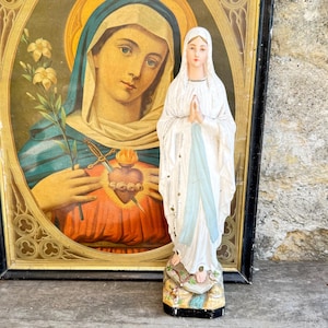 Virgin Mary Religious Statue, Vintage 1920s Madonna Figurine/Sculpture, Our Lady Of Lourdes, 13&quot;/32cm High, Miraculous Saint Vierge Marie