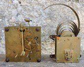 Vintage Clock Mechanism, TWO Clock Movements, Possible Cuckoo Clock Part, Steampunk Industrial Art Assemblage, Mechanical Objets d 39 Art