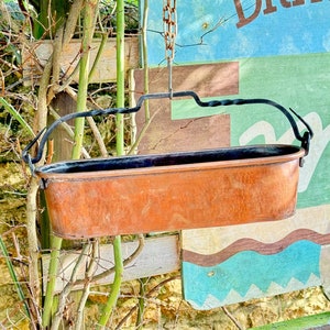 Vintage Copper Jardinière, Artisan Made Hanging Copper Plant Holder, French Planter Trough, 1920s Open Fire Whole Fish Cooking Poacher