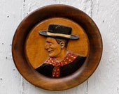Wood Wall Plaque - Vintage Carved French Diorama - 1930s French Country Home Decor Wall Plate