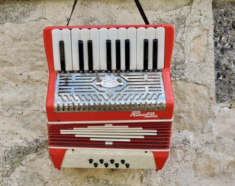 Primi Passi Childs Accordion, Vintage Accordion, Piano Toy c1960s, French Button Accordion