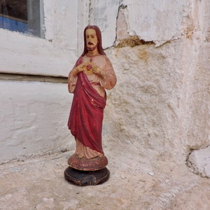 Jesus Sacred Heart Statue, Religious Sculpture, Antique Sacre Coeur Statue, Religious Statues, Religious Art, Our Lord Christ Figurine