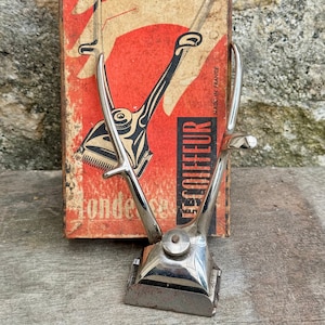 Französische Friseurschneider / Tondeuse In der Originalverpackung, Vintage manuelle Haarschneider, französische Retro-Haarschneider, Friseursalon-Zubehör