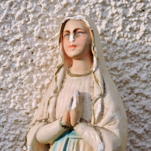 Virgin Mary Statue, Vintage Our Lady of Lourdes, Religious Statues, Madonna Figurine, Altar Decoration,  Vierge Marie, Marchepuces
