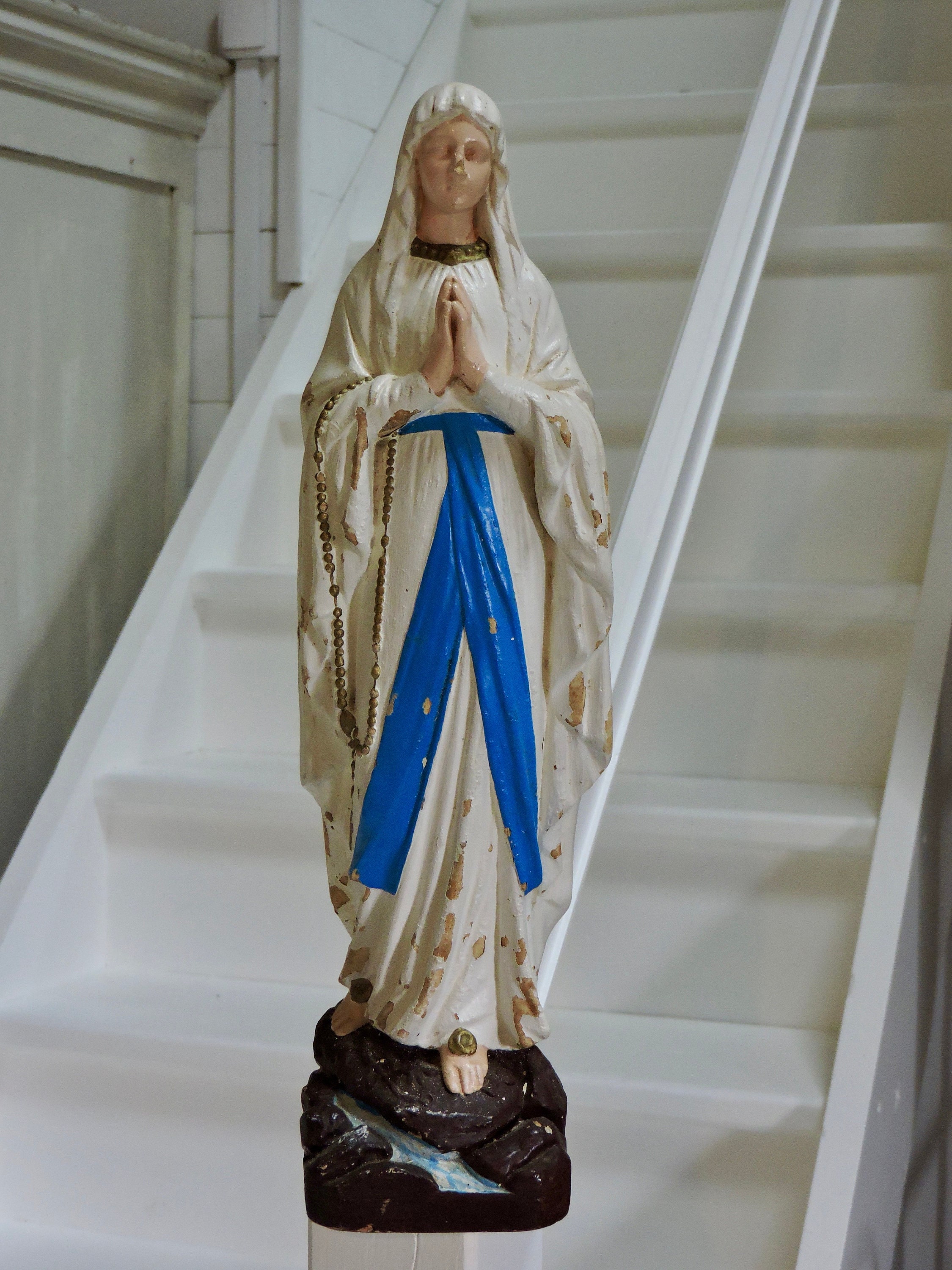 Statue Vierge Marie /Madonna, Sculpture Religieuse Chrétienne Par Dupont, Statues Religieuses en Plâ