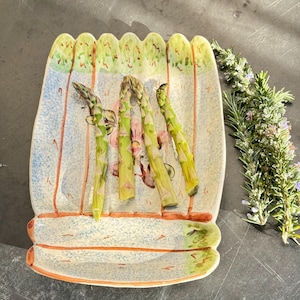 Vintage Asparagus Serving Platter, Authentic French Country Asparagus Decorated Ceramic Plate, Vallauris Dining Table Centrepiece