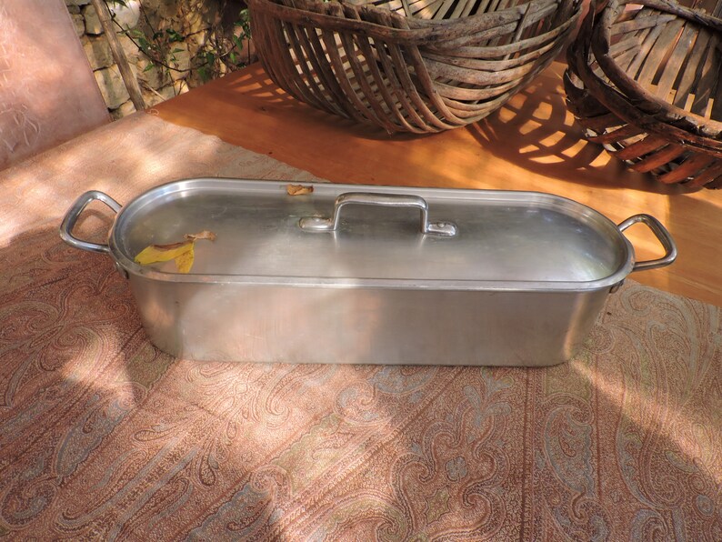 1950s Fish Kettle Professional Kitchen Stainless Steel Small Fish Cooking Utensil French Fish Steamer Small Fish Poacher