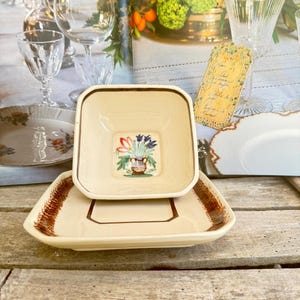 Henriot Quimper Bowl and Platter, Vintage Ceramic Hand Painted French Folk Art Pottery, Mid Last Century Faience Signed HB Quimper