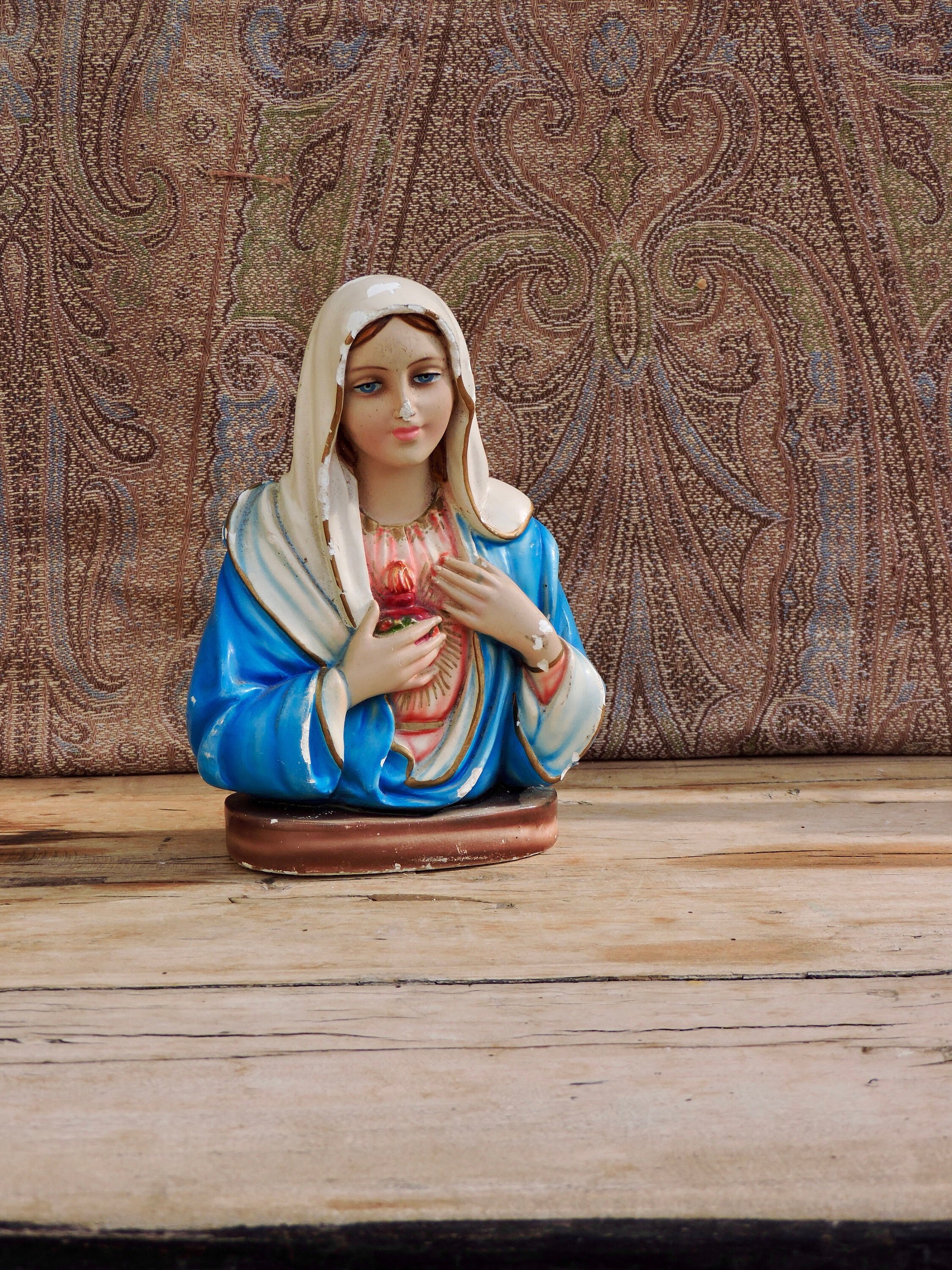 statue en Plâtre de La Vierge Marie, Figurine/Sculpture Madonna Vintage, Notre-Dame Lourdes, Saint V