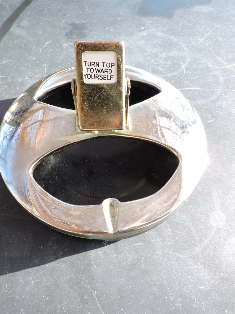 Vintage English Retro Ashtray With Date Numbers 1950s Chrome Ashtray