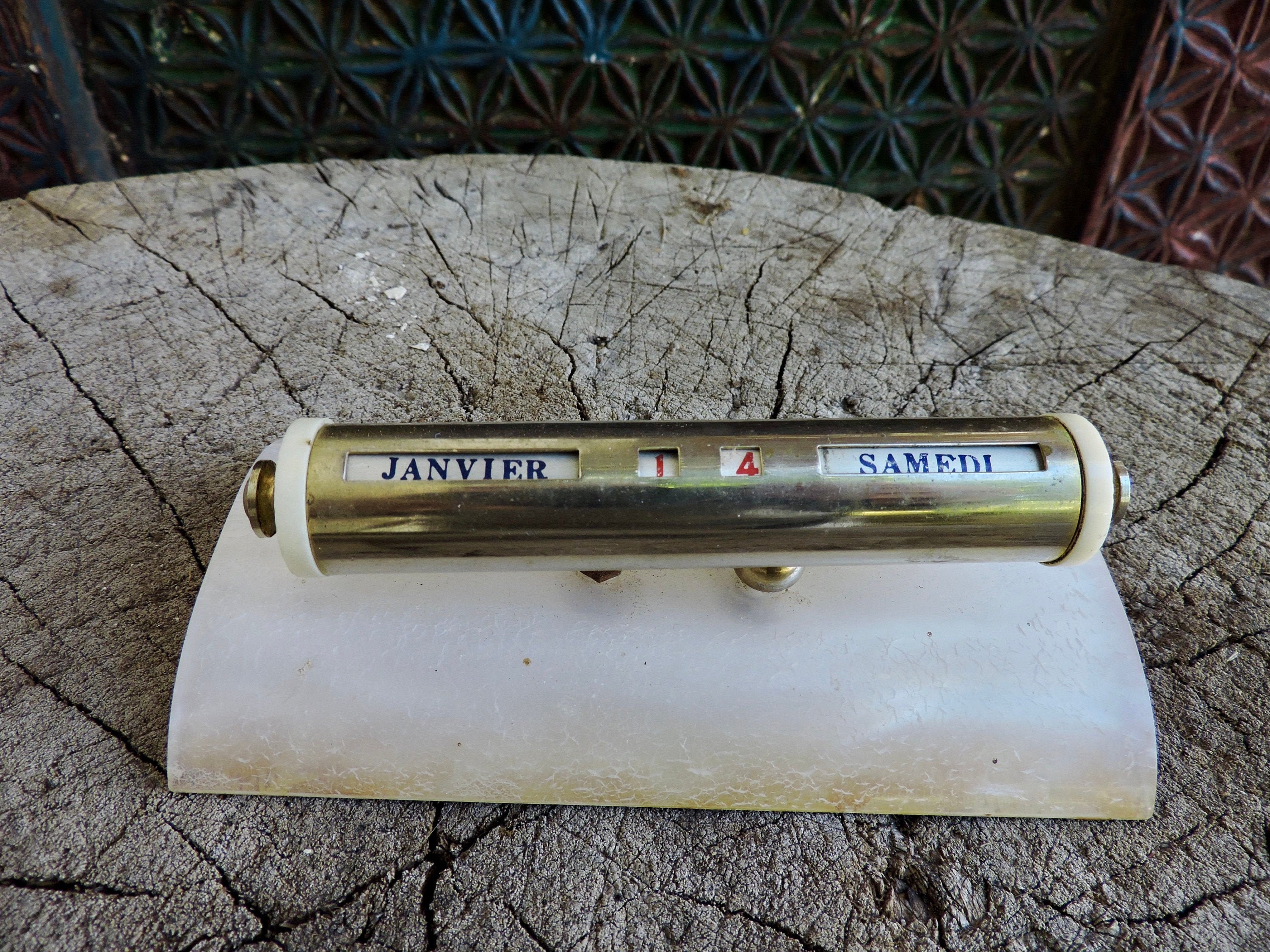 Calendrier de Bureau Perpetual Français Vintage, Calendrier Flip