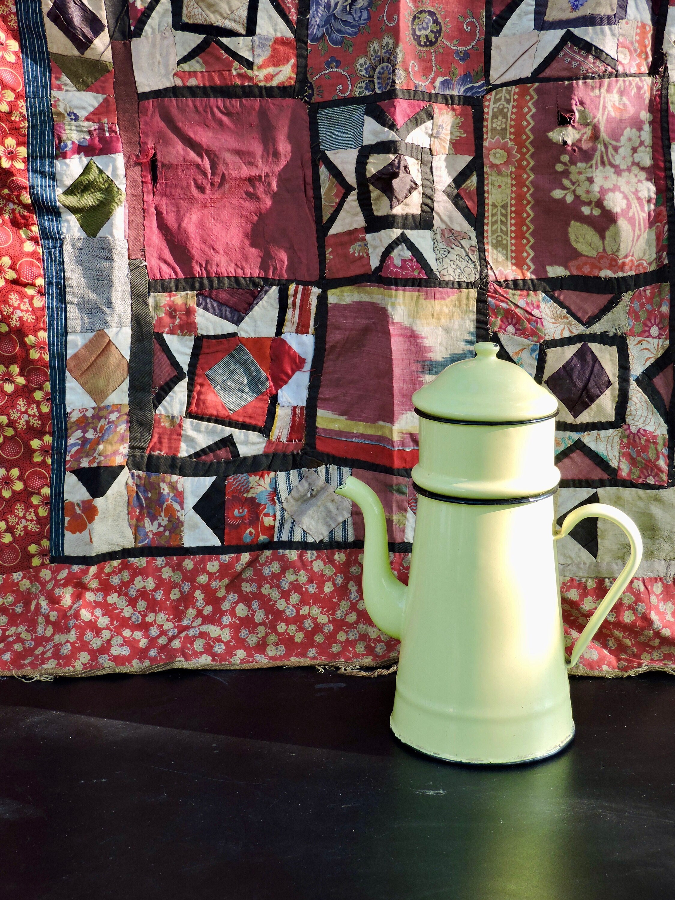 Grande Cafetière Émaillée, Bouilloire Émaillée Des Années 1930, Vintage en Granite, Percolateur à Ca