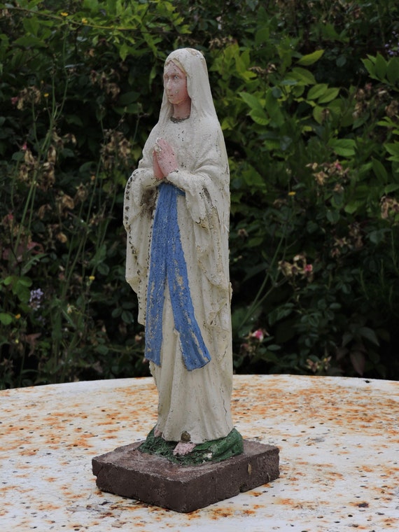 アンティーク聖母マリア像、高さ17インチ/43 cm - Etsy 日本