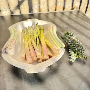 Vintage Majolica Asparagus Serving Platter, Authentic French Country Asparagus Decorated Ceramic Plate, Dining Table Centrepiece