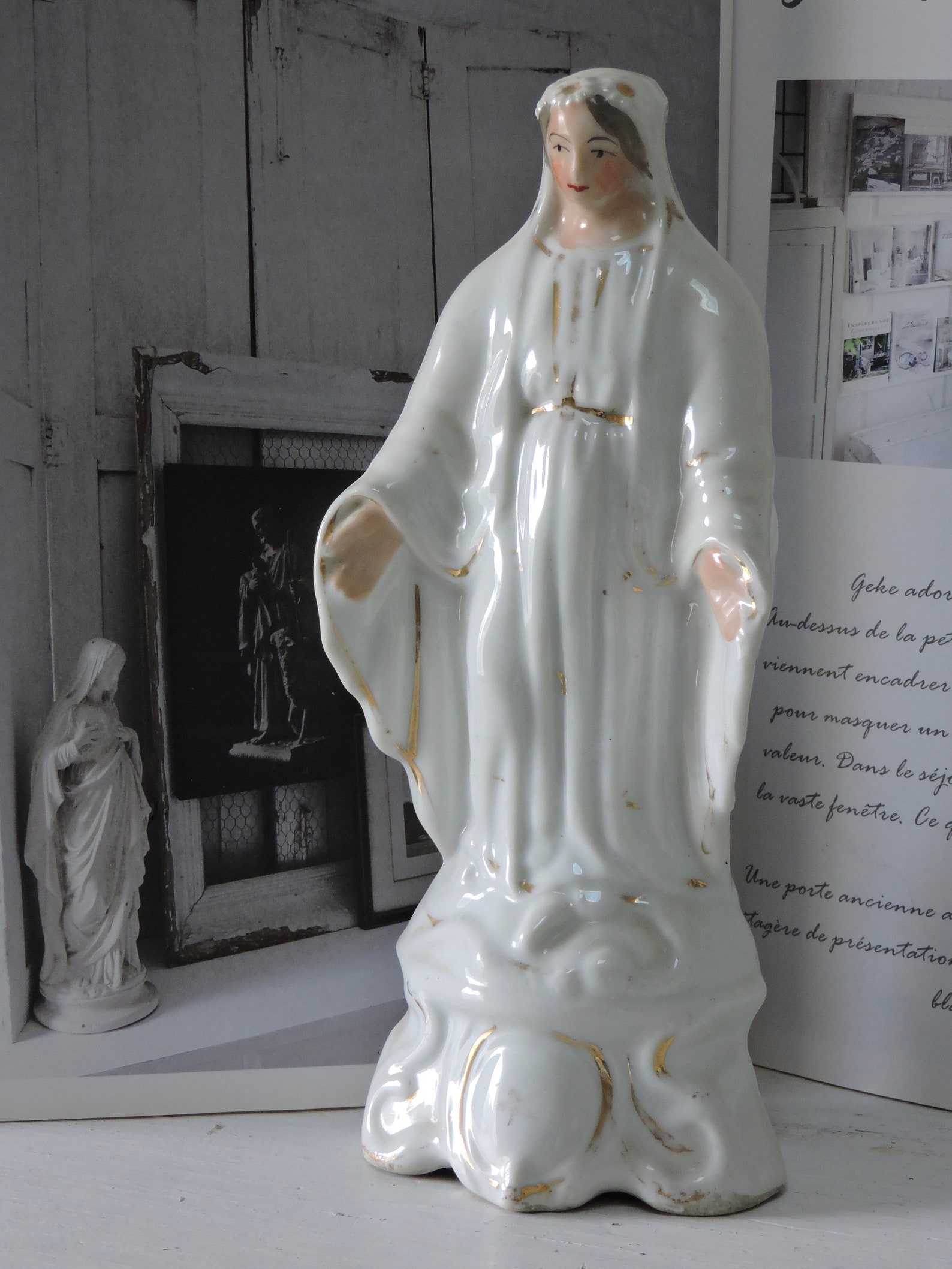 Statue de la Vierge Marie en céramique Figurine / Sculpture Etsy France