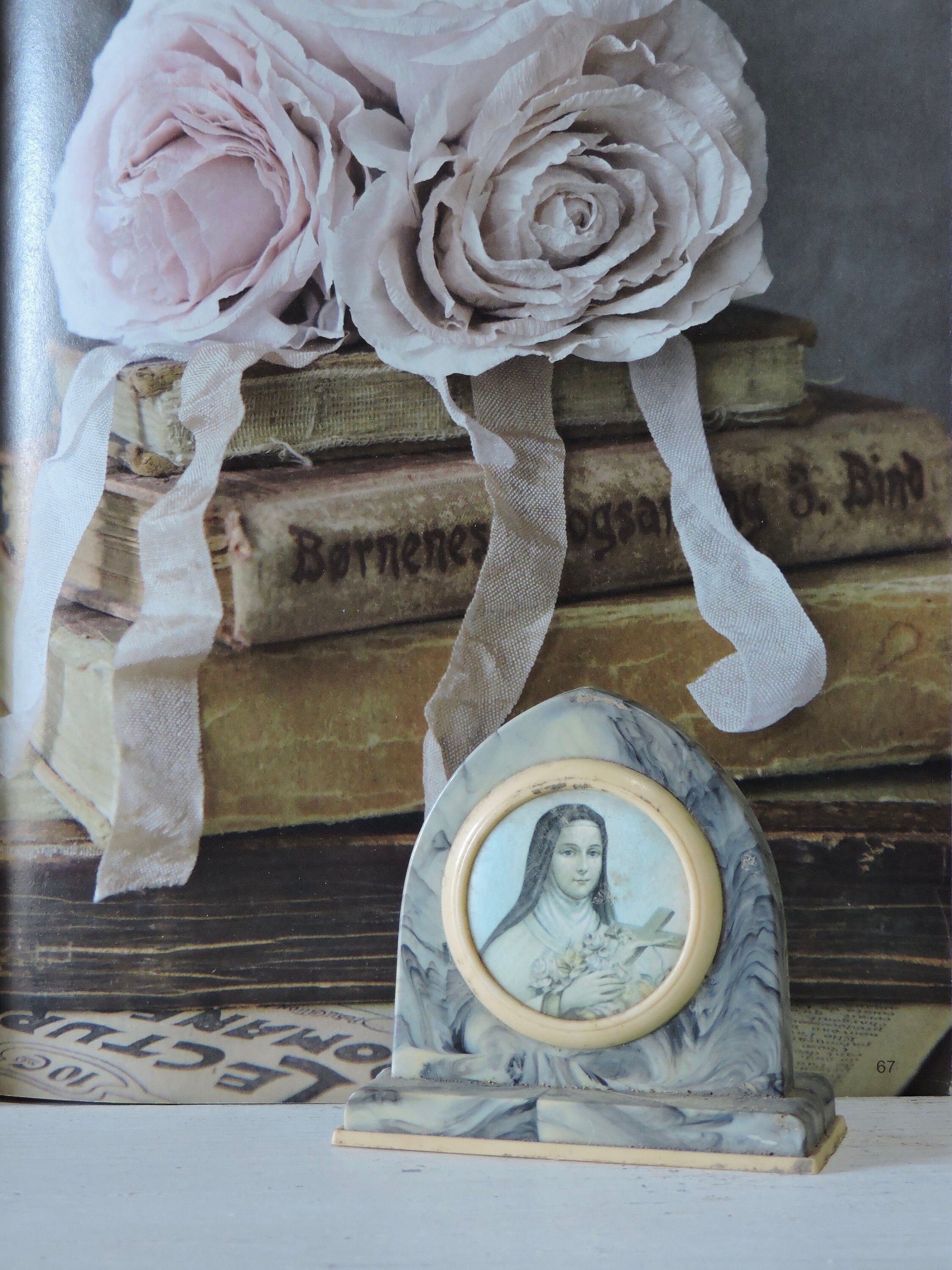 Vintage Portrait de Sainte Thérèse, Religieux, Art Catholique d'époque Déco, Années 1930 Modifier Ar