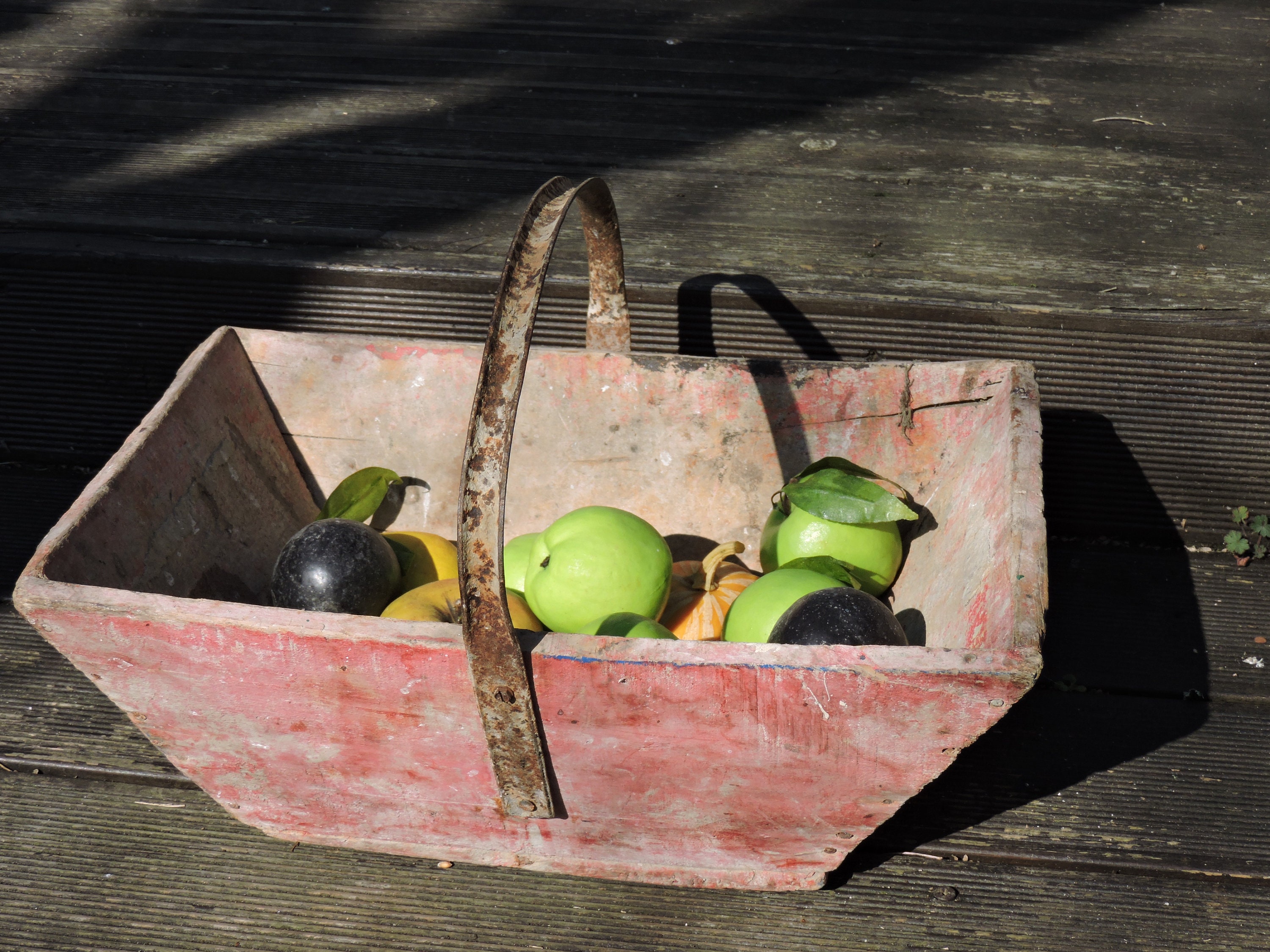 Trug de Jardin en Bois Cru Des Années 1930, Panier Rustique Fait Main, Pannier d'affichage Cuisine L