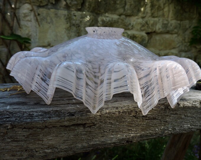 Vintage Glass Light Shade, Art Deco Pink Lamp Shade, Antique French