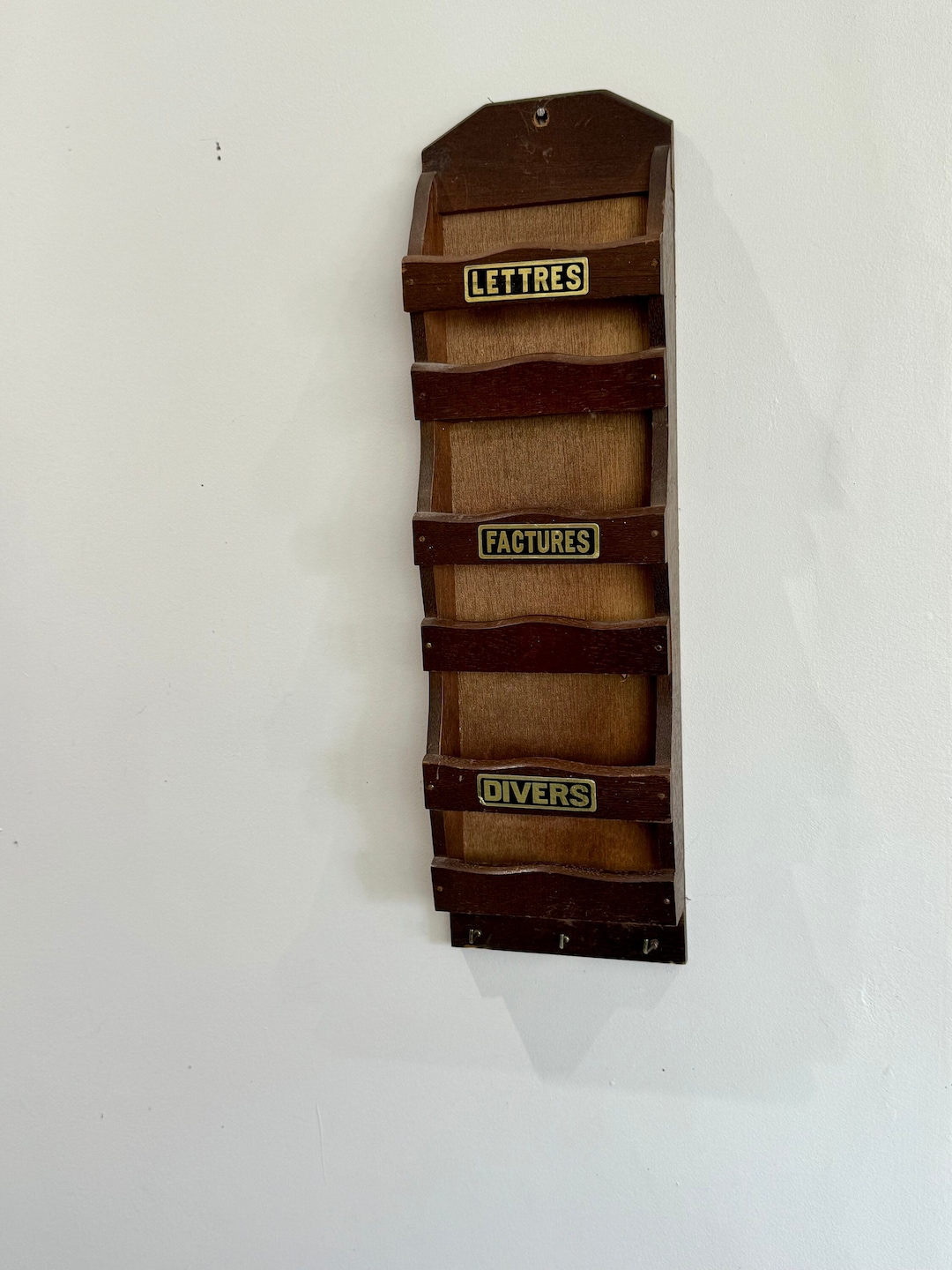 Vintage Letter Rack, French Wooden Wall Hanging Tidy, Wall Pocket, Home ...