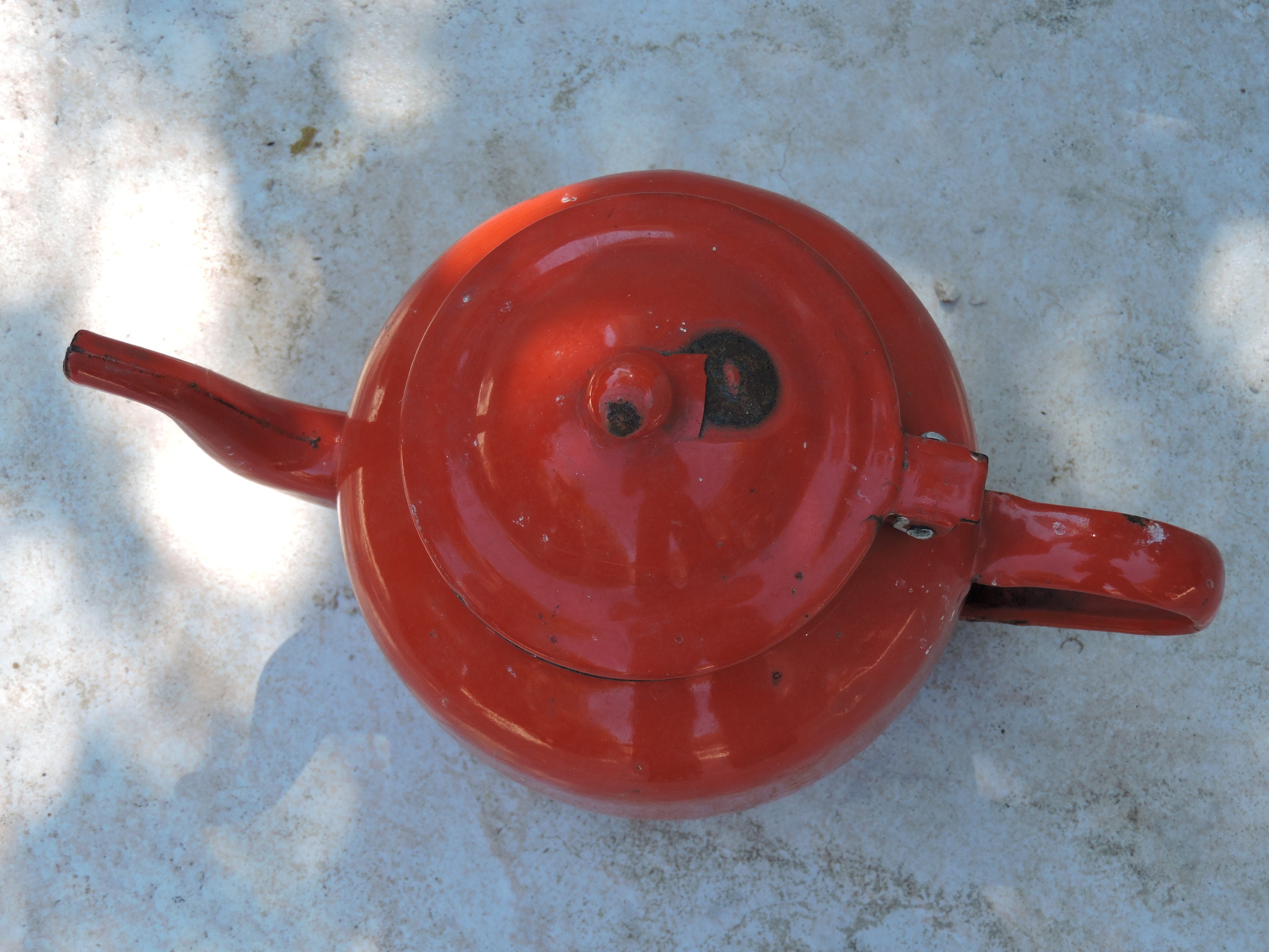 Vintage Enamel Tea Pot French Enamelware Kettle Graniteware Etsy