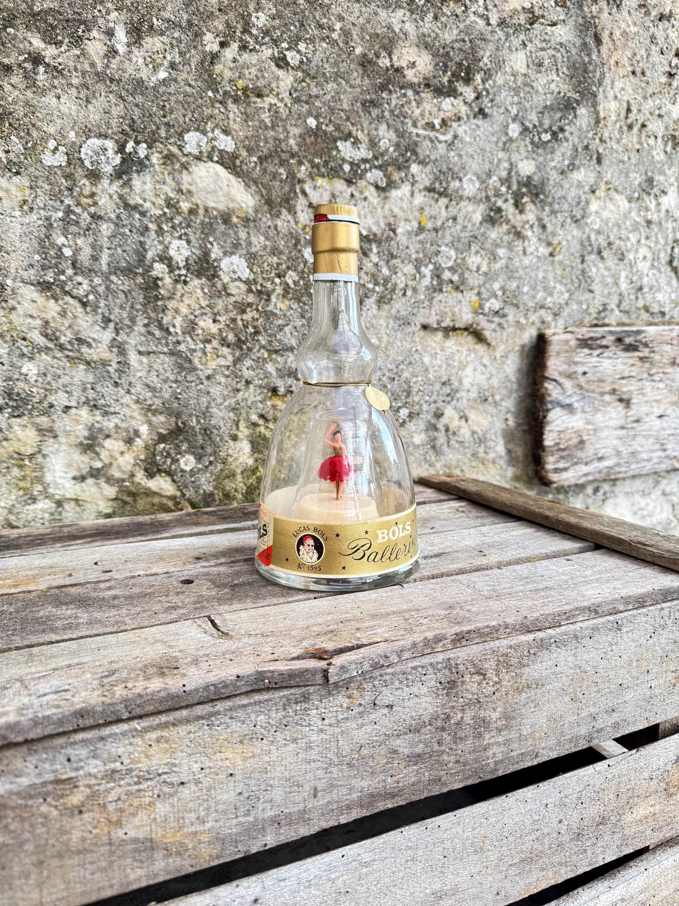 Bols Gold Fleck Ballerina Liquid Bottle Alcohol Vintage