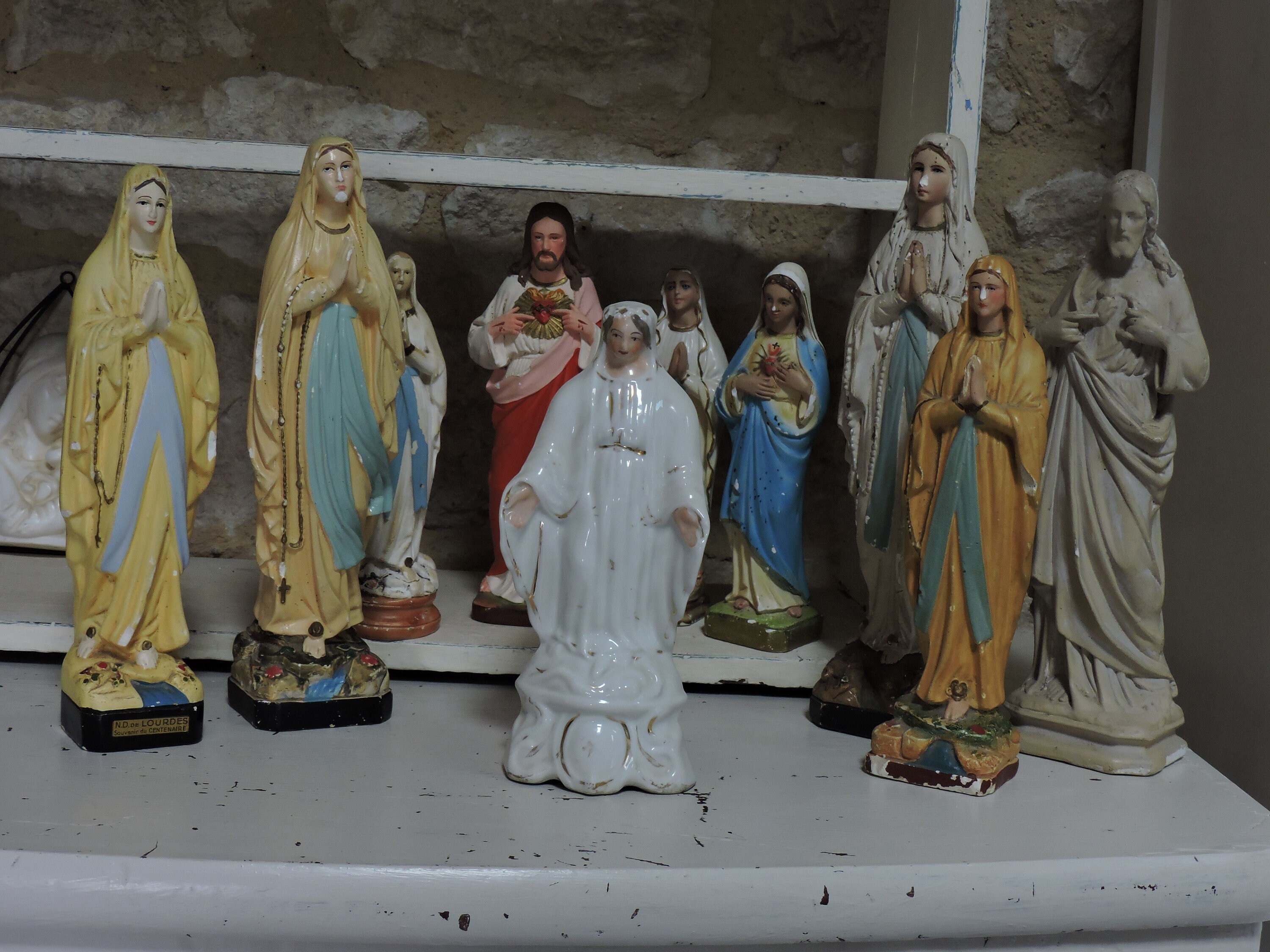 statue de La Vierge Marie en Céramique, Figurine/Sculpture Madonna Vintage, Notre-Dame Lourdes, Sain