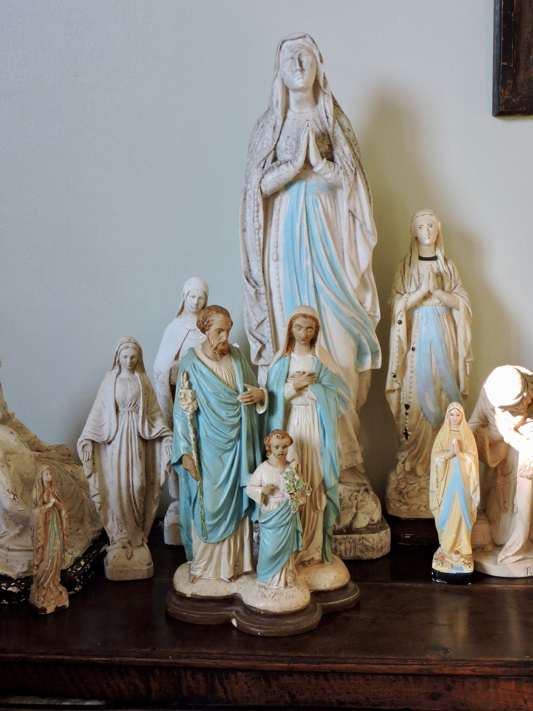 Holy Family Statue, Antique Church Decor, Religious Work of Art