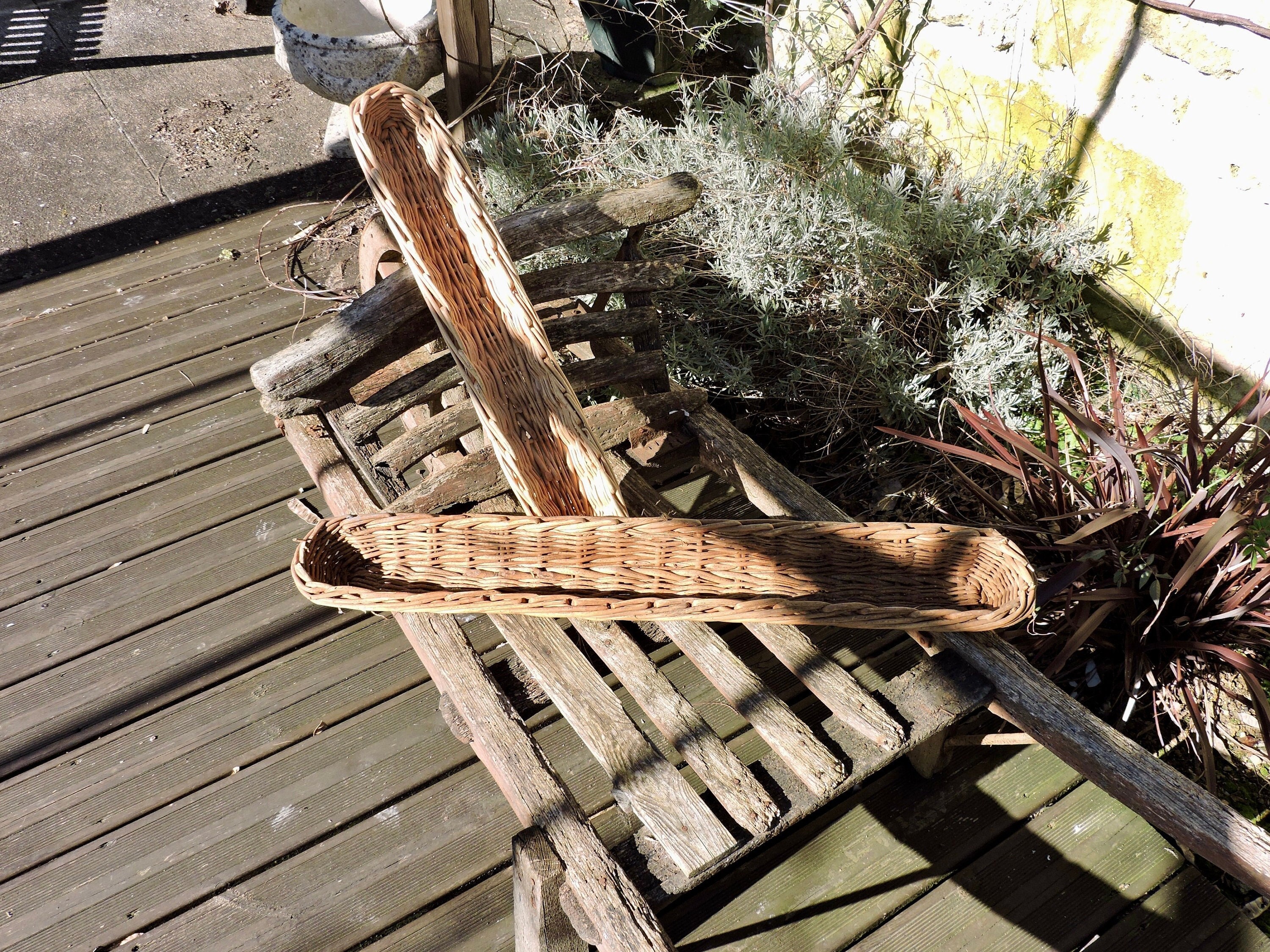 Deux Paniers à Baguette Vintage, Panier Pain Long en Osier Tissé Français