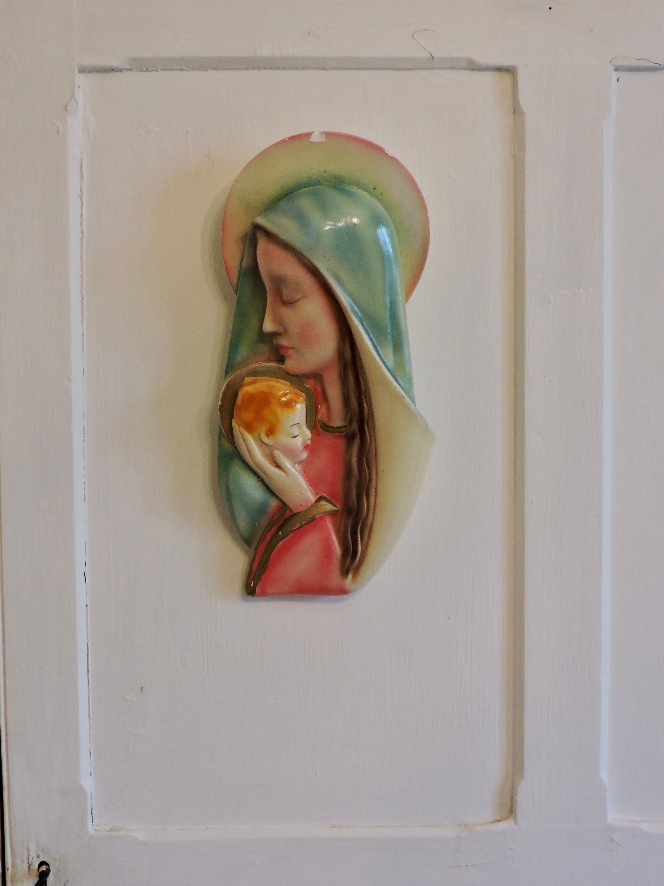 Vintage Vierge Marie et Jésus Sculpture, Statue Religieuse, Vraiment Exceptionnelle de Notre Dame Ma