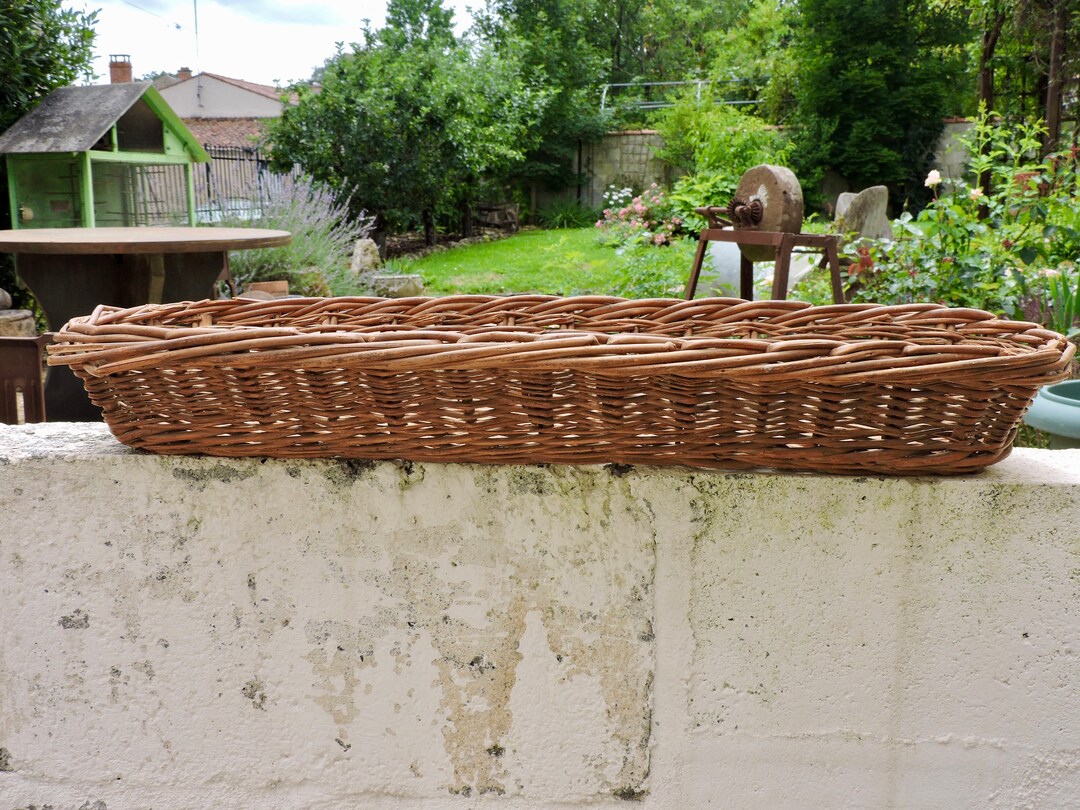 Vintage Baguette Basket, Bread Basket, Rustic French Country Farmhouse