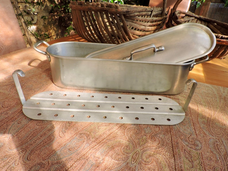 1950s Fish Kettle Professional Kitchen Stainless Steel Small Fish Cooking Utensil French Fish Steamer Small Fish Poacher