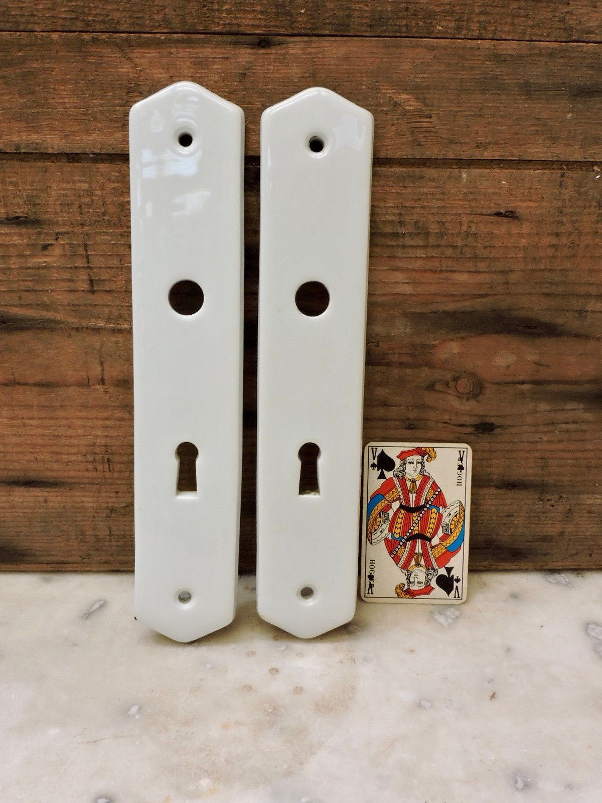 Paire de Plaques Doigts Porte Limoges, Deux Meubles en Porcelaine Antiques,