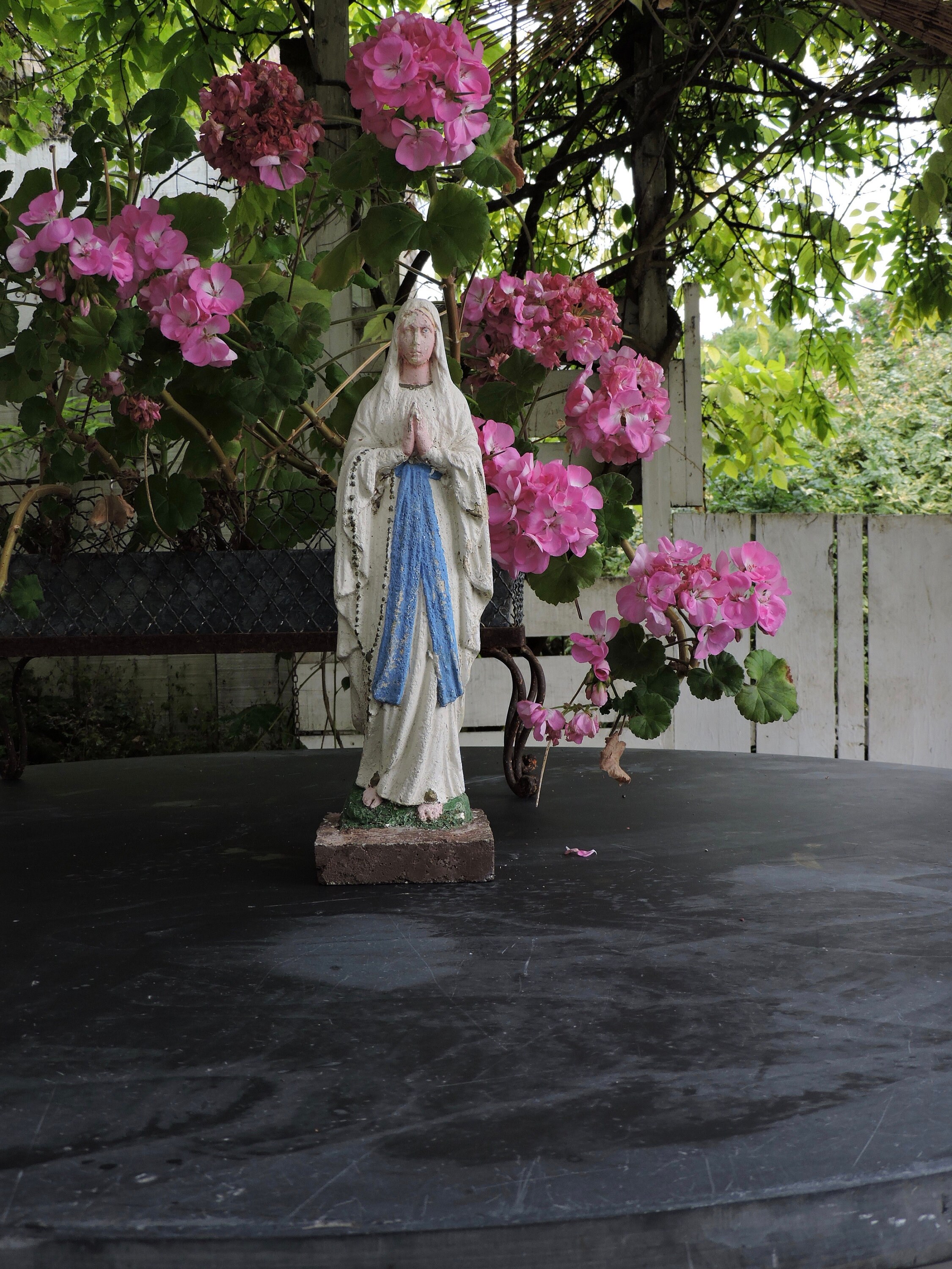 statue Religieuse Vierge Marie en Plâtre, Très Grande Figurine/Sculpture Madonna Vintage, Notre-Dame