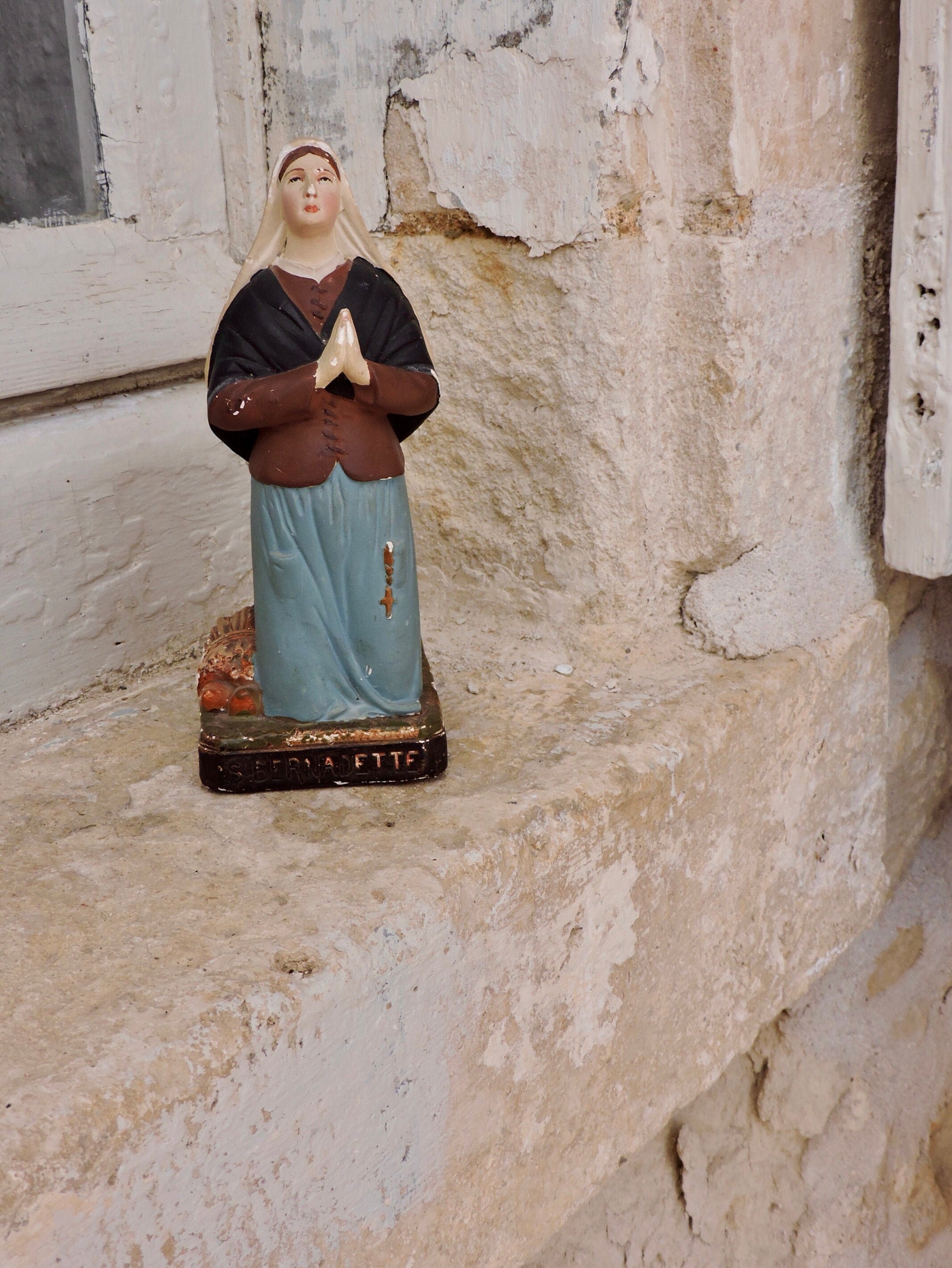 Portrait de Sainte Bernadette Soubirous, Photo Catholique Française Vintage, Souvenir Lourdes, Impre