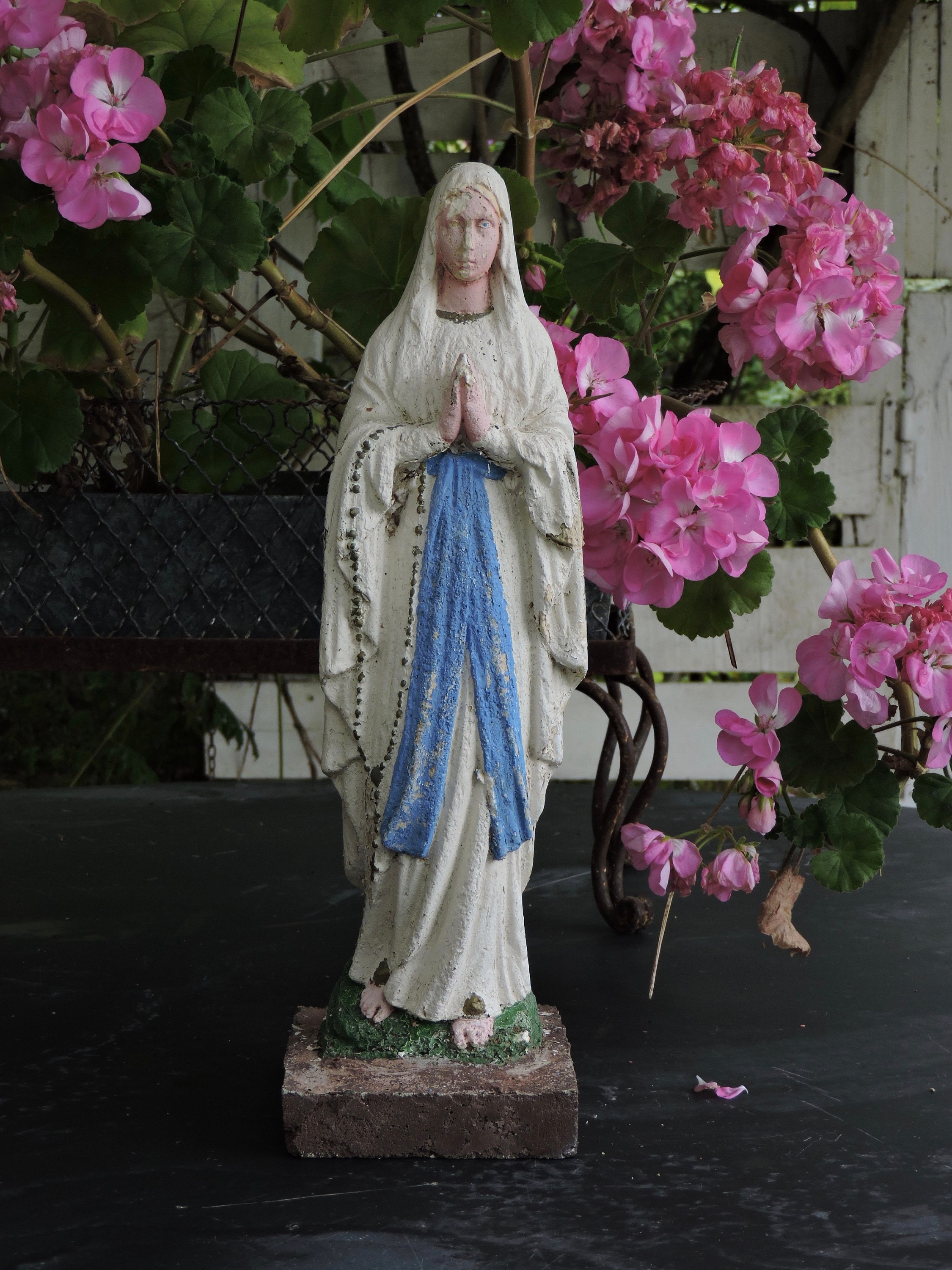 アンティーク聖母マリア像、高さ17インチ/43 cm - Etsy 日本