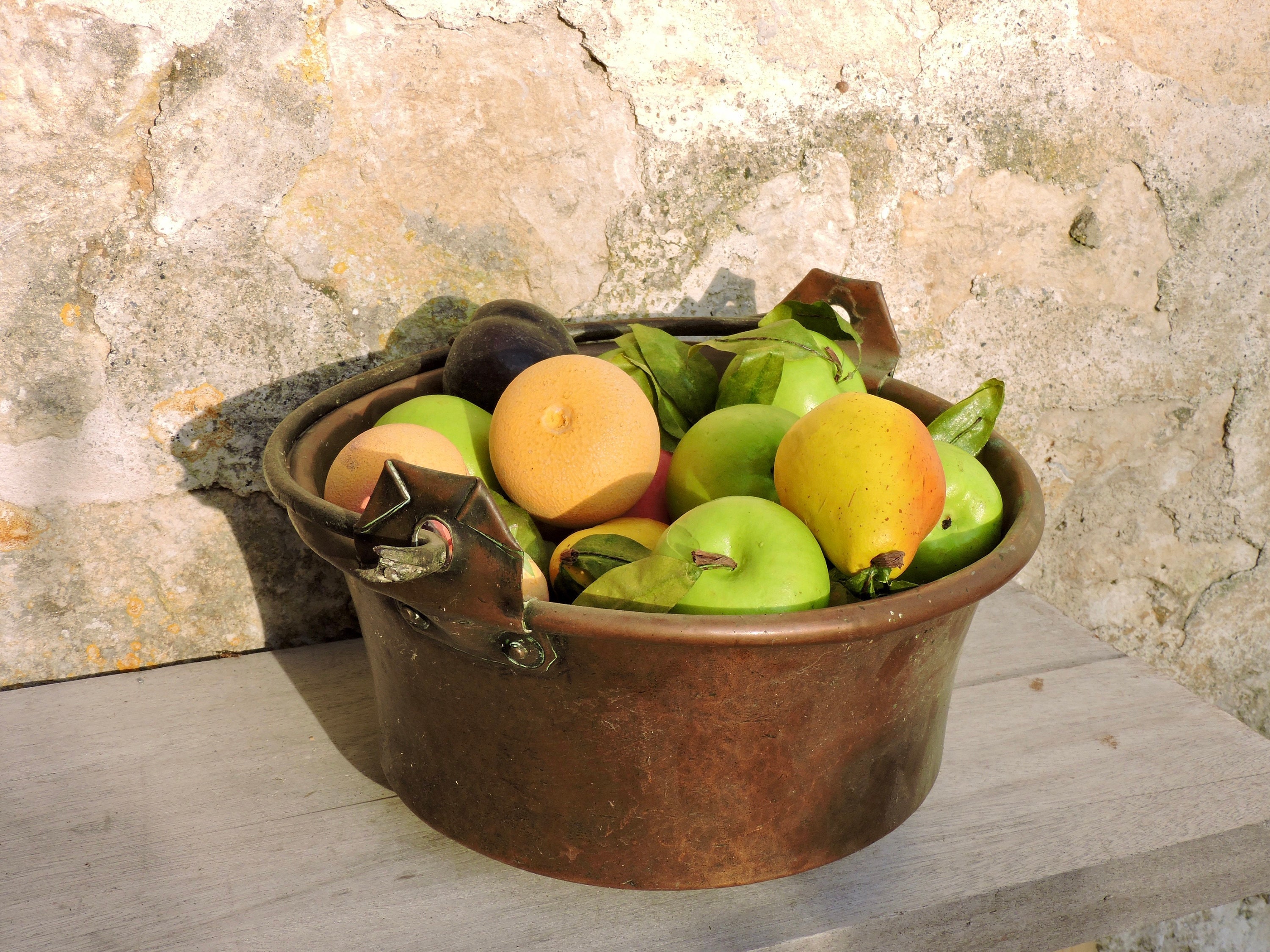 Chaudron en Cuivre Vintage, Casserole Martelé Artisanal, Grande Marmite Rustique Française, Pot de C