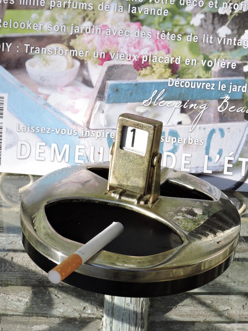 Vintage English Retro Ashtray With Date Numbers 1950s Chrome Ashtray