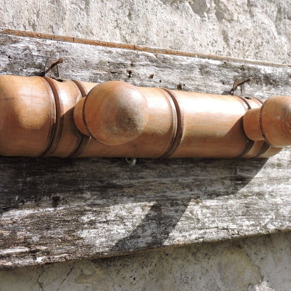 Vintage Hat/Coat Rack, Wood Coat Hooks Rail, 2 Hat/Coat Pegs, French Portmanteau, Coat Rack, Hat and Coat With 2 Hanger Hooks