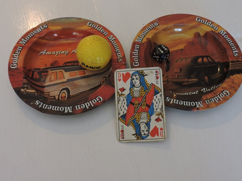 Two Vintage Ashtrays 1950s Metal Ashtrays French Bar Café Etsy