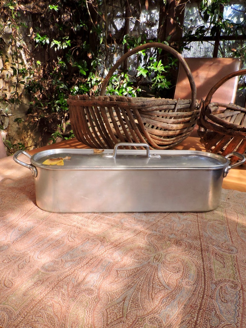 1950s Fish Kettle Professional Kitchen Stainless Steel Small Fish Cooking Utensil French Fish Steamer Small Fish Poacher