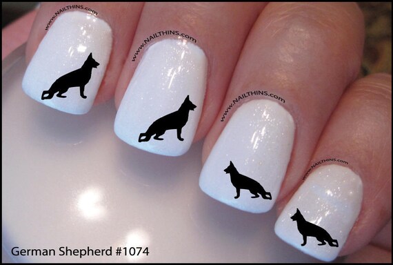 German Shepherd Nail Decal In Silhouette Style Gsd Nail Art Etsy