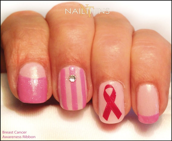 2. Pink Ribbon Nail Art Decals - wide 3