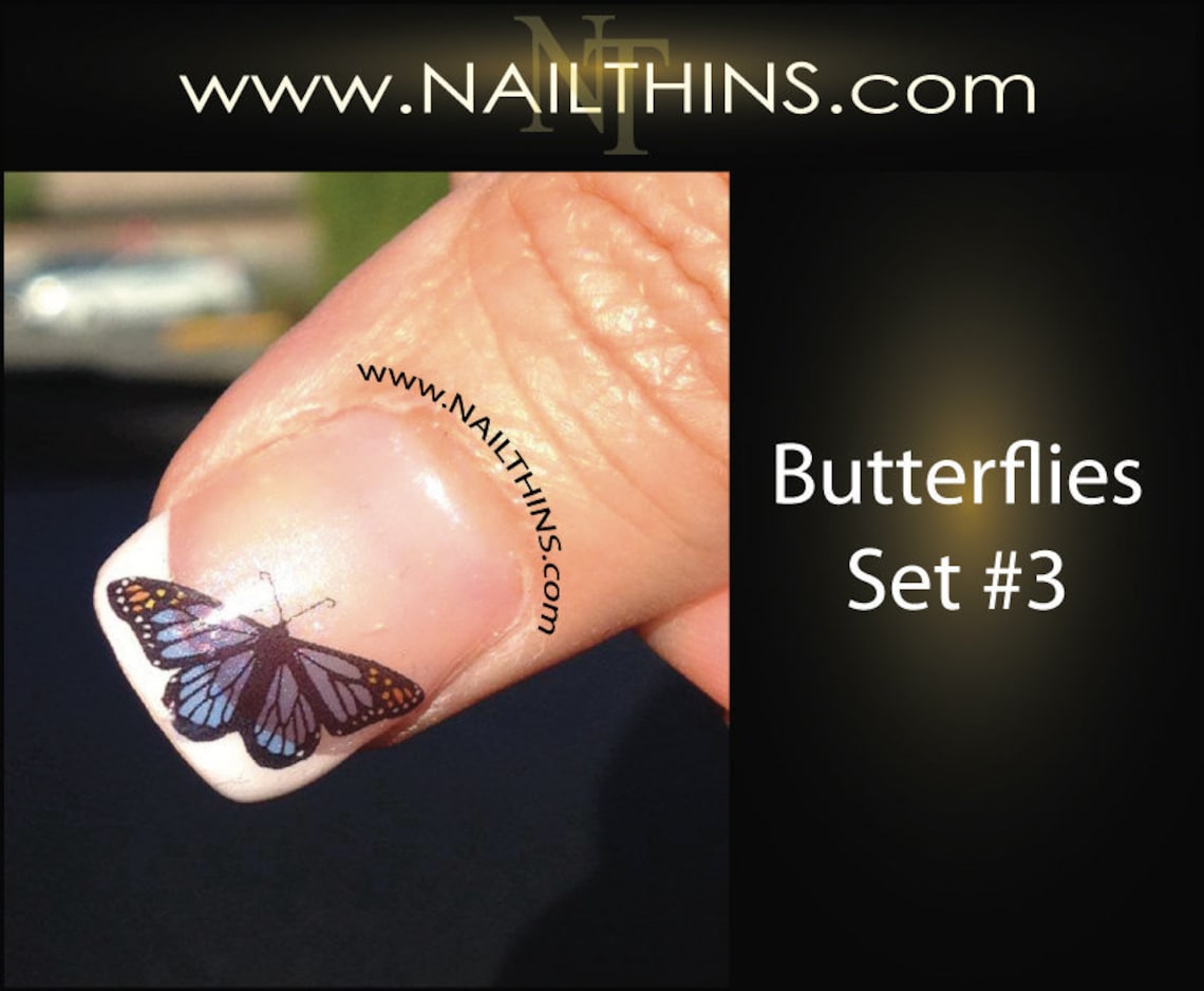 Butterfly Nail Decals in Metallic Gold - wide 5