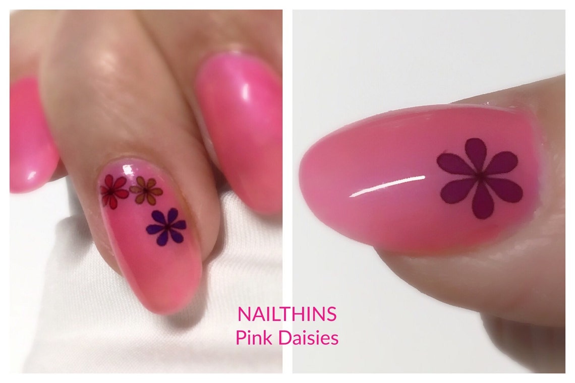 Daisy Nail Decal DAISIES Pink Multi Color Full Nail Wrap Etsy