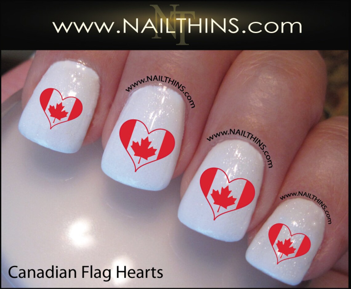 Canadian Flag Nail Decal Heart Nail Design NAILTHINS not Etsy