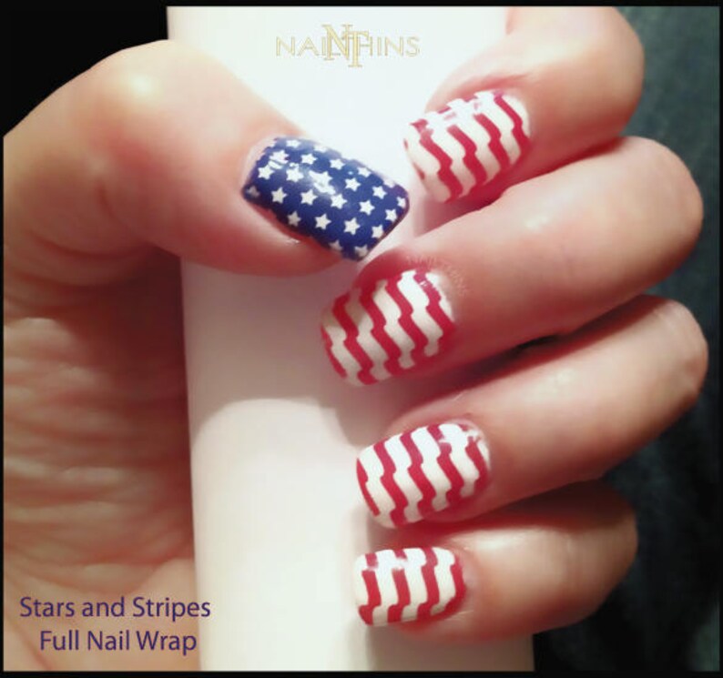 Flag Nail Wrap Stars Stripes Nail Decal Us Flag Nail Art By Etsy